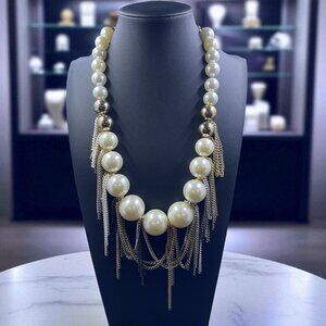 Vintage Napier Pearl Tassel Necklace Statement Coquette Royalcore Bridal Glam